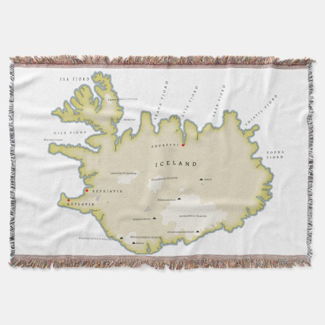 Cobertor Mapa ilustrado da Islândia (Frente)