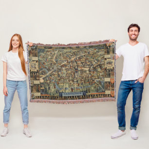 Cobertor Mapa pictórico de Cambridge, Inglaterra