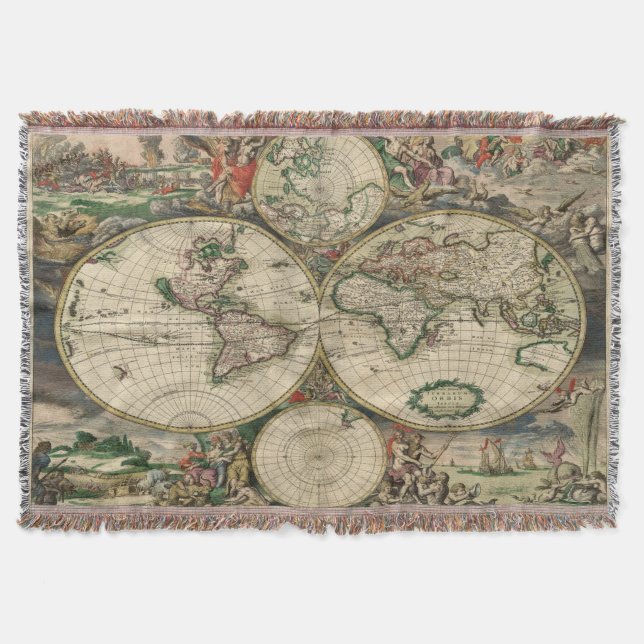 Cobertor Mapas Antigos do Mundo (Frente)