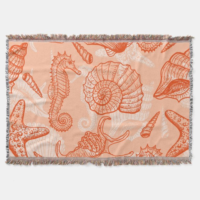 Cobertor Mar Desenhado À Mão: Padrão Vintage (Frente)