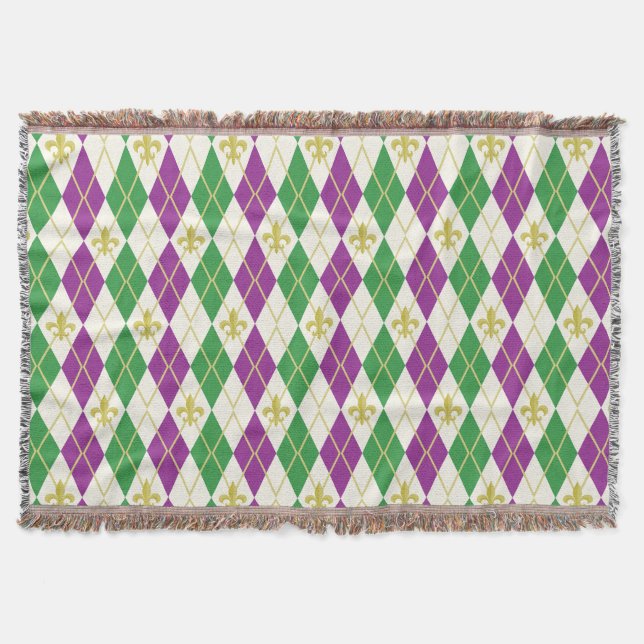 Cobertor Mardi Gras Argyle Throw Blanket (Frente)
