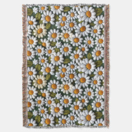Cobertor Margaridas Brancas de Crochê Flores Silvestres da 