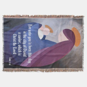Cobertor Maria e o menino Jesus Lucas 2:11 pintura vintage