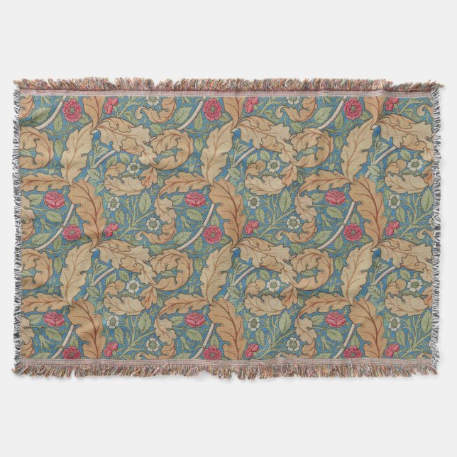 Cobertor Marigold floral William Morris azul bege angustiad (Frente)