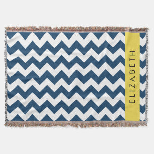 Cobertor Marinho Azul Zigzag, Marinho Blue Chevron, Seu Nom