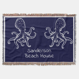 Cobertor Marinho de polvo branco, litoral náutico azul