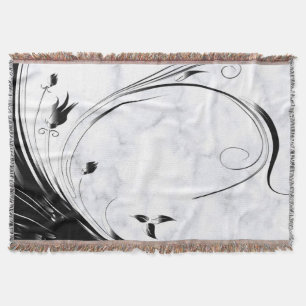 Cobertor Mármore Branco, Grafismo de Filigrana Preta