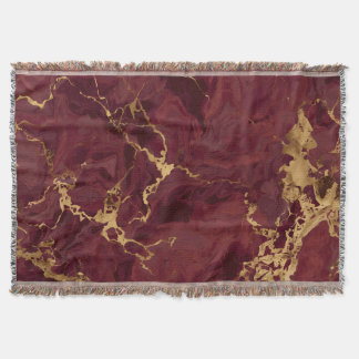 Cobertor Mármore Dourado Burgundy Moderno Luxuoso Elegante