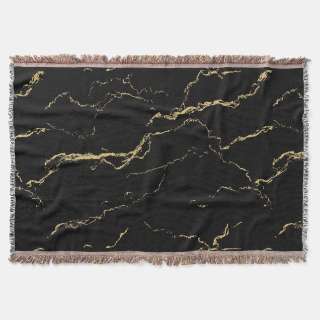 Cobertor Mármore Negro e Dourado (Frente)