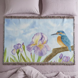 Cobertor Martim-pescador em Aquarela com Íris Roxas