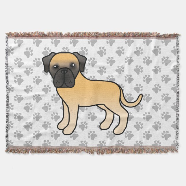 Cobertor Mastim Inglês Fawn Cachorro de Desenho Animado Fof (Frente)