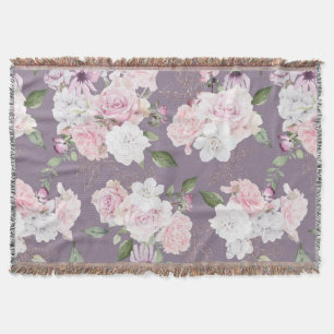 Cobertor Mauve floral elegante de rosa jardim