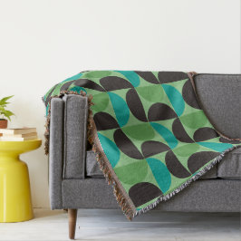 Cobertor Médio Século Moderno Castanho verde e turquesa