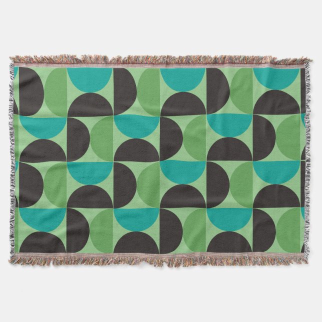 Cobertor Médio Século Moderno Castanho verde e turquesa (Frente)