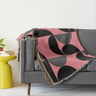 Cobertor Médio Século moderno cor-de-rosa preto e cinza