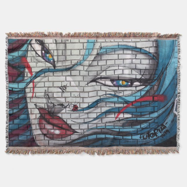 Cobertor Menina Asiática Grafite (Frente)