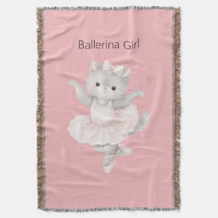 Cobertor Menina Bailarina Gatinho Cinza