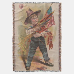 Cobertor Menino com Fogos de Artifício, Bandeira Americana,