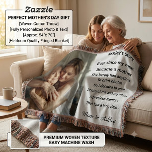 Cobertor Mensagem de foto personalizada para o Dia das Mães