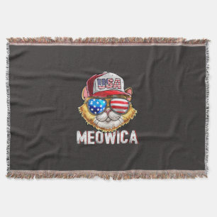 Cobertor Meowica American Flag Cat 4 De Julho
