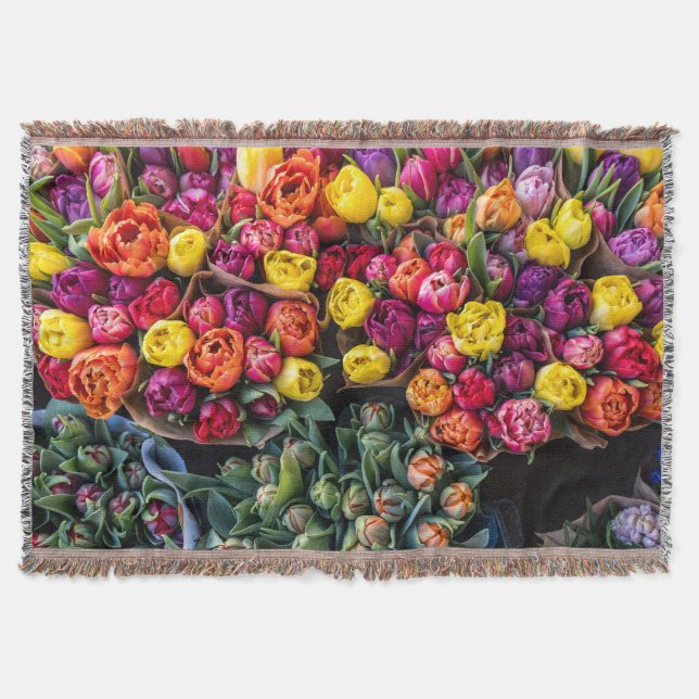 Cobertor Mercado de Flores Frescas – Floral Vibrante (Frente)