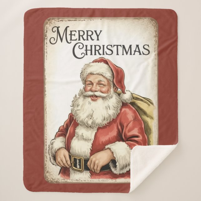 Cobertor Merry Christmas Papai Noel Sherpa (Frente)