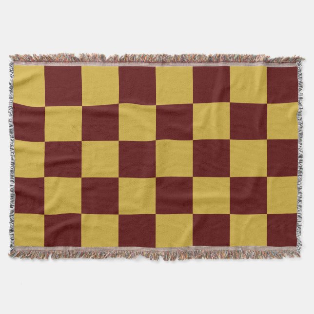 Cobertor Metallic Gold with Maroon Square Style (Frente)