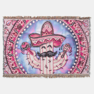 Cobertor Mexicano Fiesta Cinco de Mayo Sombrero Azul Rosa