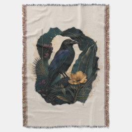 Cobertor Midnight Botanical Raven