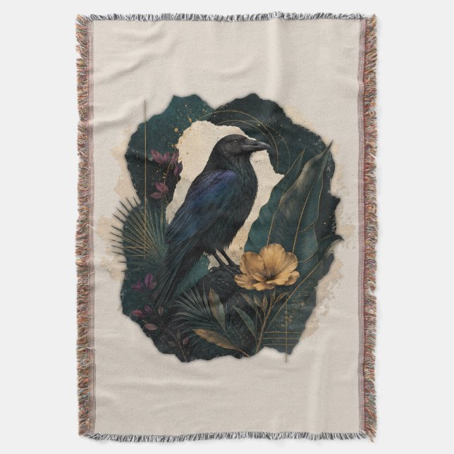 Cobertor Midnight Botanical Raven (Frente Vertical)