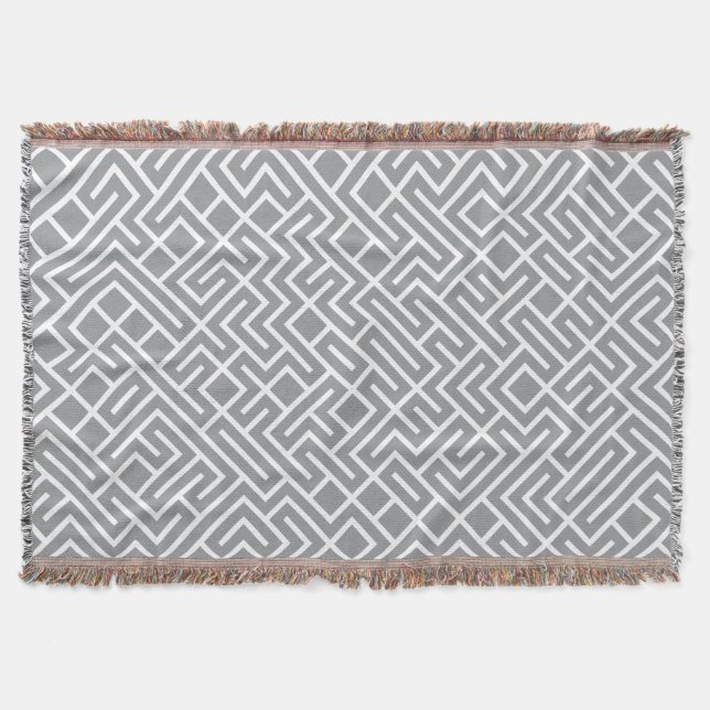 Cobertor Minimalist Maze Fill Grey Pattern (Frente)