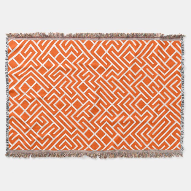 Cobertor Minimalist Maze Fill Orange Pattern (Frente)