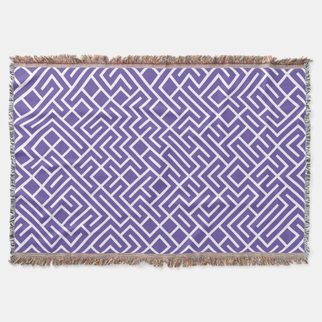 Cobertor Minimalist Maze Fill Purple Pattern (Frente)