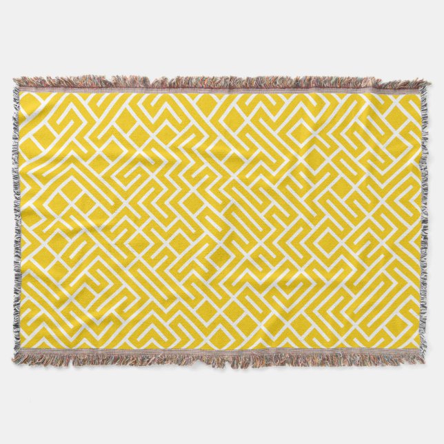 Cobertor Minimalist Maze Fill Yellow Pattern (Frente)