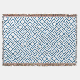 Cobertor Minimalist Maze Lines Blue Pattern