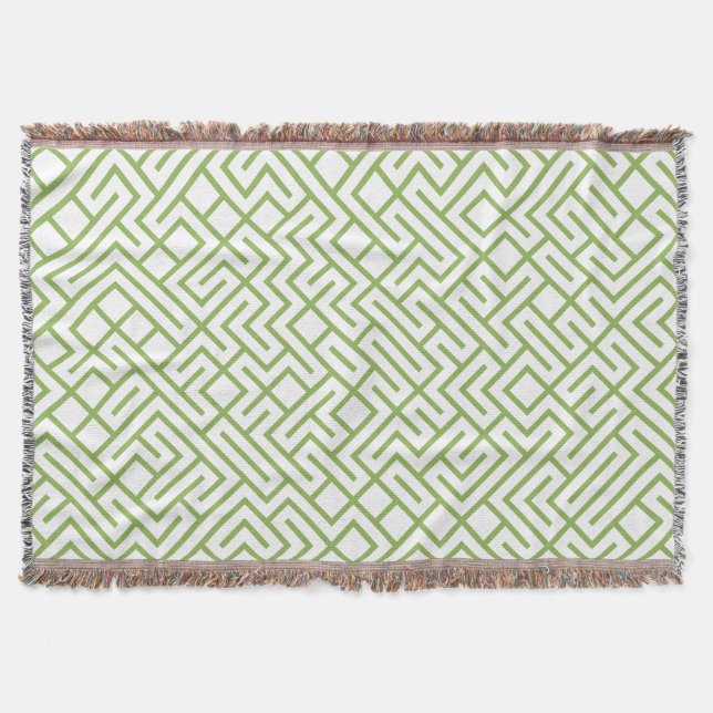 Cobertor Minimalist Maze Lines Green Pattern (Frente)