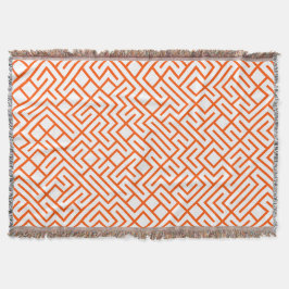 Cobertor Minimalist Maze Lines Orange Pattern