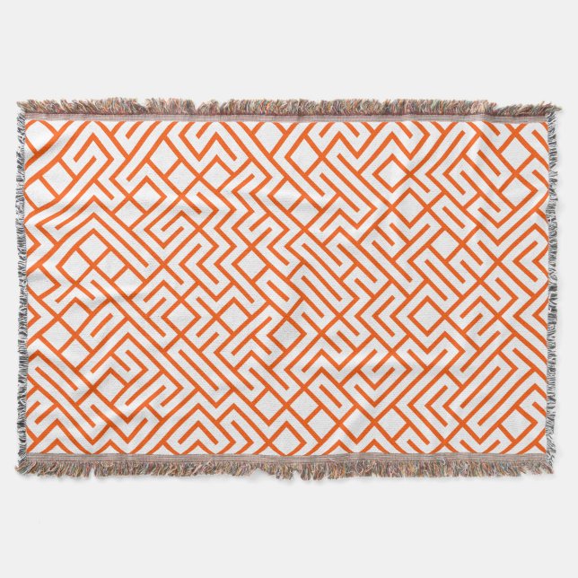 Cobertor Minimalist Maze Lines Orange Pattern (Frente)