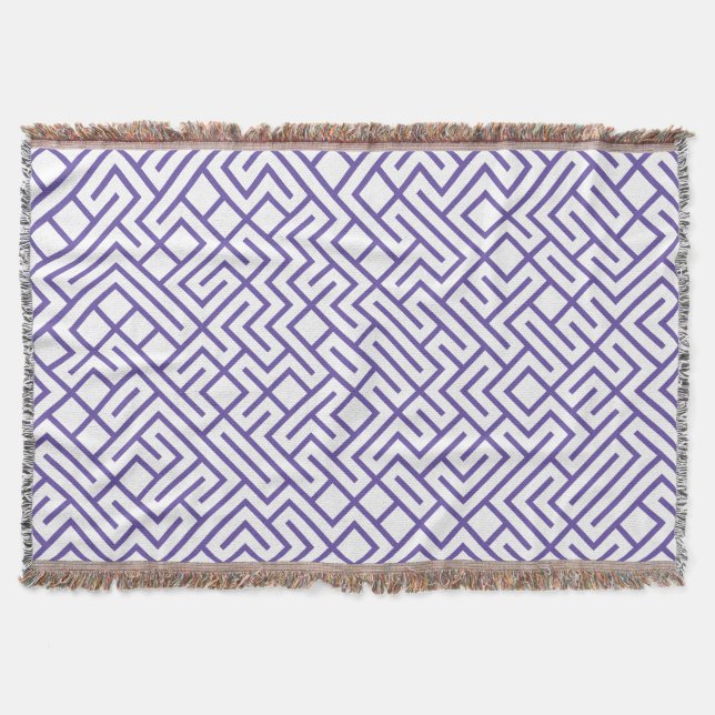 Cobertor Minimalist Maze Lines Purple Pattern (Frente)