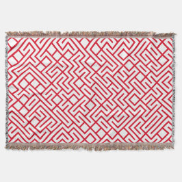Cobertor Minimalist Maze Lines Red Pattern