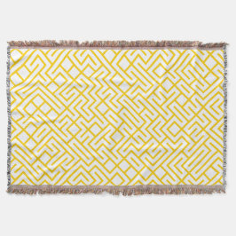 Cobertor Minimalist Maze Lines Yellow Pattern