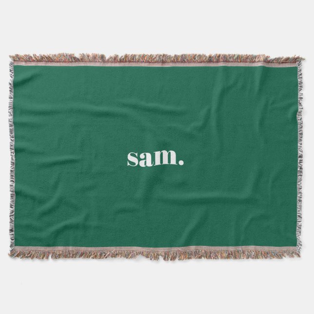 Cobertor Minimalista texto personalizado negrito verde (Frente)