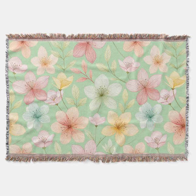 Cobertor Mint Floral Throw Blanket (Frente)