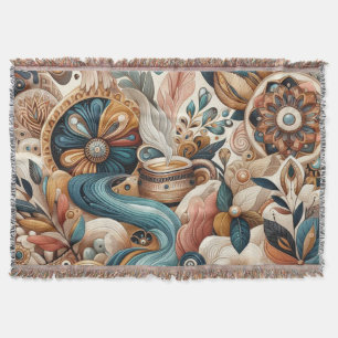 Cobertor Mistura boêmica de chá, magenta, flores roxas