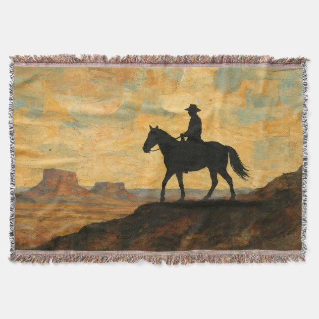 Cobertor Mixed Media Lone Rider Throw Blanket - Textured (Frente)