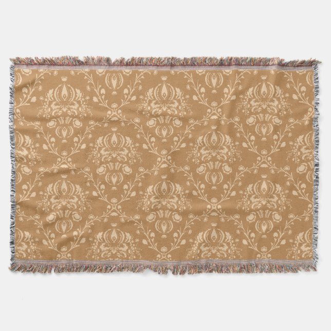 Cobertor Mocha Latte Brown Damask (Frente)