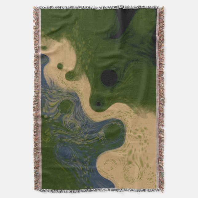Cobertor Modern Abstract Mossy Topography Throw Blanket (Frente Vertical)