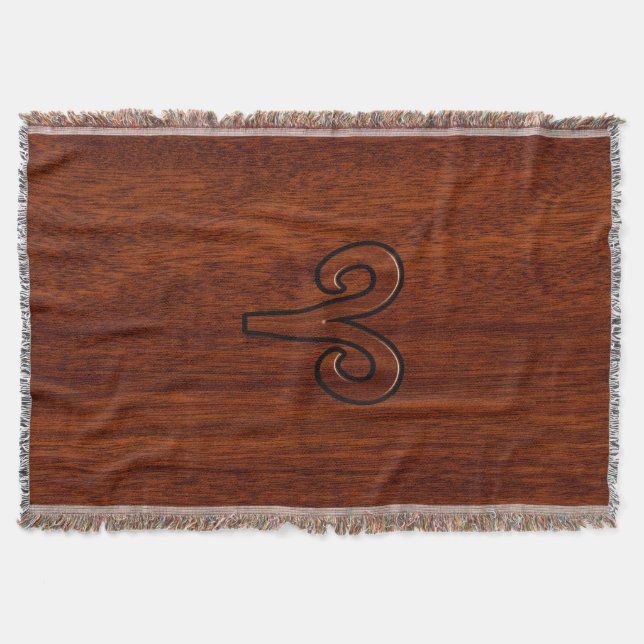 Cobertor Modern Aries Símbolo Zodiac em Mahogany como impre (Frente)