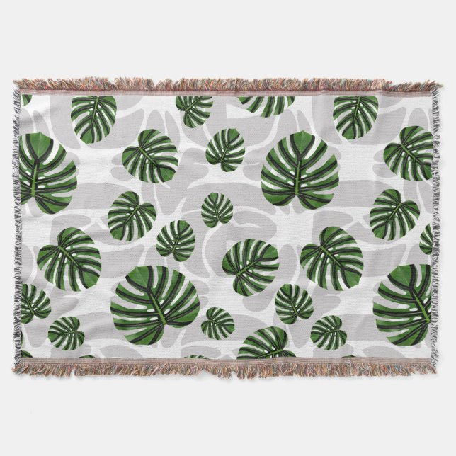 Cobertor Modern Boho Botanical Leaves Pattern (Frente)