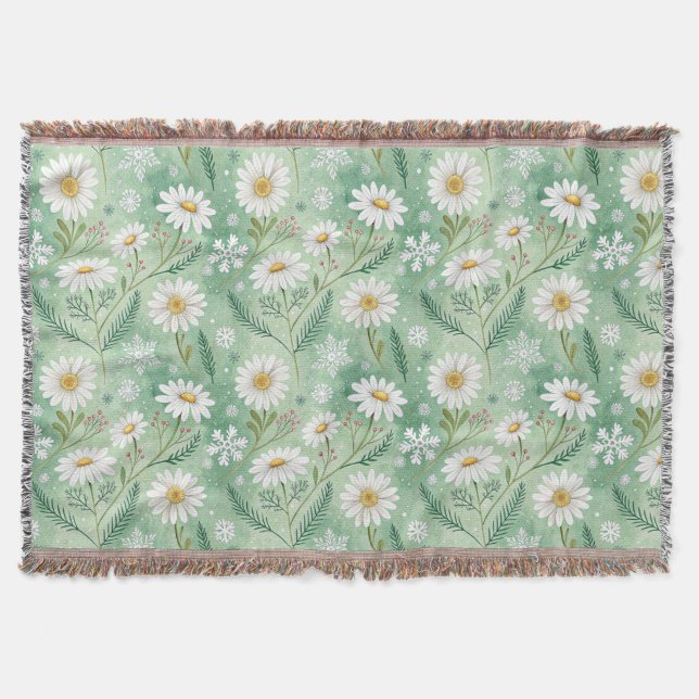 Cobertor Modern Daisy Flowers Winter (Frente)